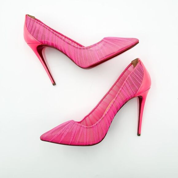 Christian Louboutin Pink Follie Draperia Mesh Pump Heels EU 40.5 US 10.5 - Picture 6 of 11